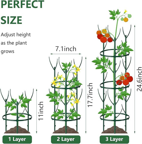 12 Pack Plant Support Stake Half Round Plant Support for Indoor Plants, Stackable 3 Tier Garden Flower Support, Plant Rings for Tomato,Monstera, Peony, Hydrangea, Climbing Plants