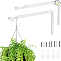 2 Pack 8 Inch Plant Hanger Hooks for Indoor Hanging Plants, Heavy Duty Steel Hanging Plant Brackets Wall Mount Hooks for Hanging Bird Feeders Flower Basket Wind Chime Solar Lanterns Outdoor, White