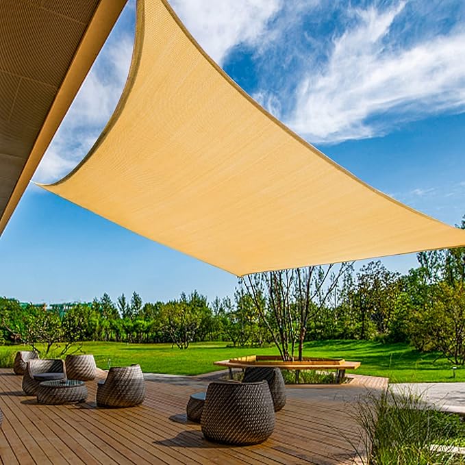 KANAGAWA 10'X10' Sand Custom Size Sun Shade Sail Square UV Block Canopy Cover for Patio Backyard Lawn Garden Outdoor (Customized Available)