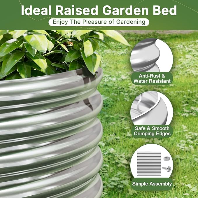 3 PCS Galvanized Raised Garden Bed Outdoor, Metal Garden Bed for Vegetables, Above Ground Garden Box for Flower, Steel Raised Beds for Gardening - 3x2ft