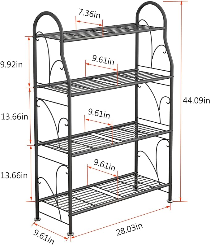 SORCEDAS Plant Stand Indoor Outdoor Plant Shelf 4 Tier Metal Corner Flower Stand Multiple Holder for Patio Garden Balcony Living Room, Dark Grey