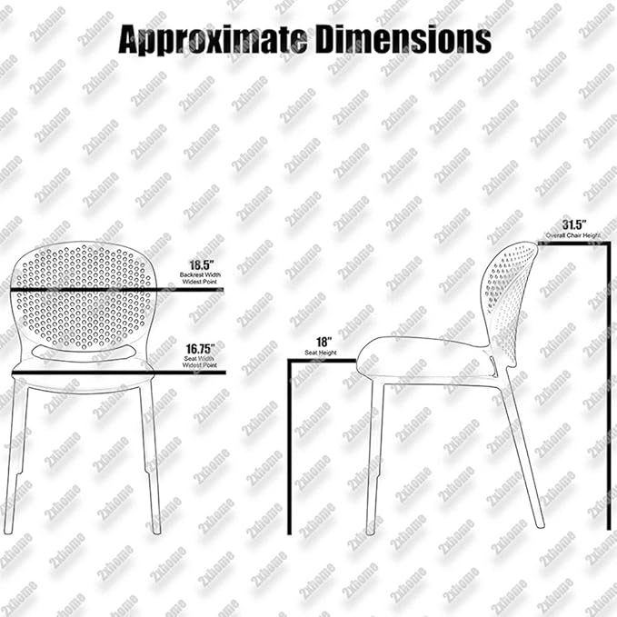 2xhome Patio Dining Chair | Modern Stackable Outdoor Pool Side Chair | Weather Resistant Plastic for Yard, Porch, Balcony, Kitchen, White, Single, Set of 1