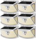 Aootek New Solar Motion Sensor Lights 120 LEDs with Lights Reflector,270° Wide Angle, IP65 Waterproof, Step Lights for Front Door, Yard, Garage, Deck (White, Warm White, 6-Pack)