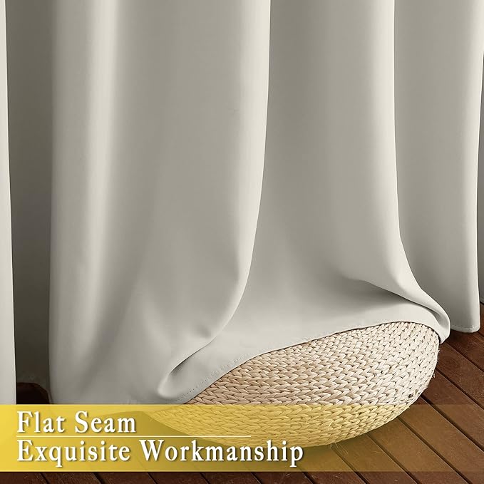 NICETOWN Blackout Patio Curtains 100 x 144 Inches Long for Sliding Door Extral Wide Blackout Curtain Panels Thermal Insulated Room Divider - Grommet Top, 100" W x 144" L, 1 Panel, Natural
