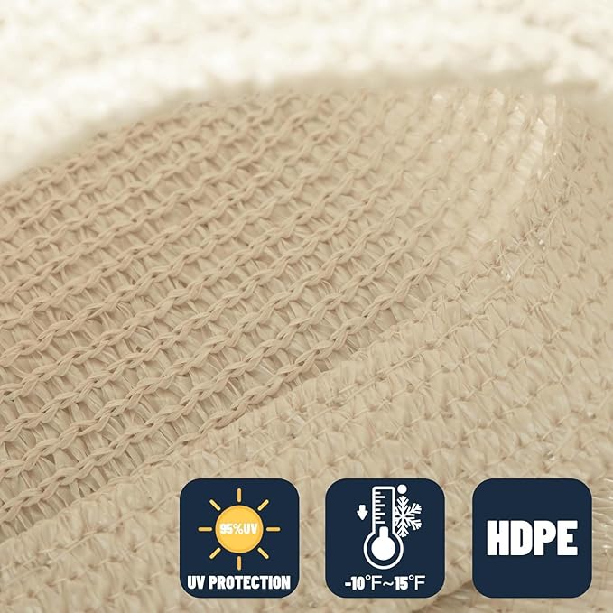SUNNY GUARD Custom Size 19'x19' Rectangle Butter Cream UV Block Sunshade for Backyard Yard Deck Patio Garden Outdoor Activities and Facility(Customized)