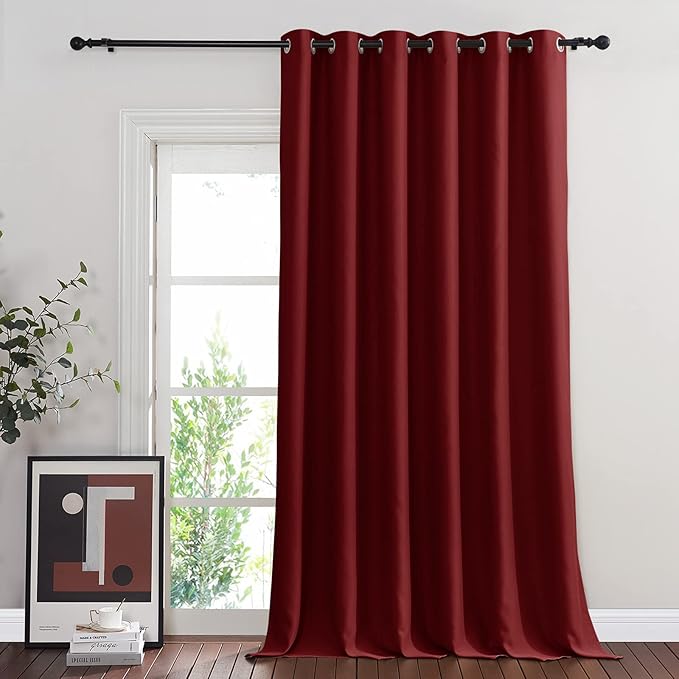 NICETOWN Blackout Curtains & Drapes - Privacy Thermal Efficiency Backdrop Curtains for Bedroom Room Divider Living Room Patio Sliding Glass Door, Wide 80 x Long 144 inch, Burgundy Red, 1 Panel