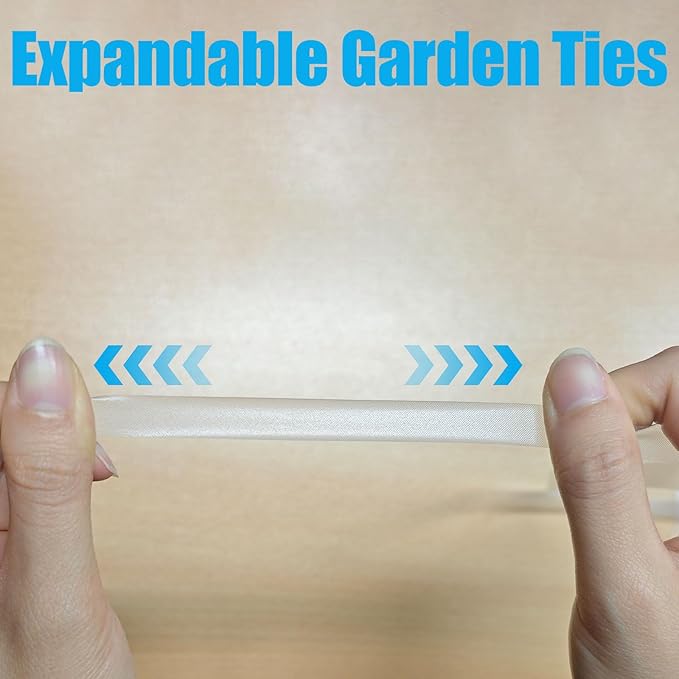 HEVSTIL 4 Rolls Stretchable Garden Tie Tape – 3/7-Inch x 82ft Polyethylene Plant Support Ties | Reusable Stretch Plant Clips for Securing Vines, Flowers & Vegetables Indoors (White)