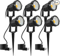 Romwish 120V Landscape Spotlights, Outdoor Landscape Lighting for Yard, 3000K Warm White Landscaping Lights with Stake, 5W IP65 Waterproof Flag Spotlight for House Garden Lawn Decorative (6 Pack)