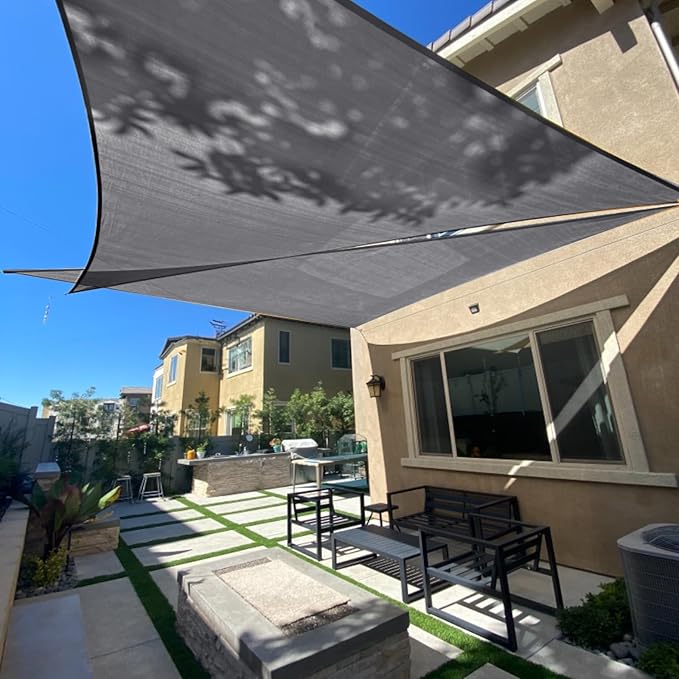 SUNLAX Sun Shade Sail 12' x 12' x 17' Dark Grey Right Triangle Canopy Sail Shade Cover UV Block Permeable Sunshade Outdoor for Patio Backyard (We Make Custom Size)