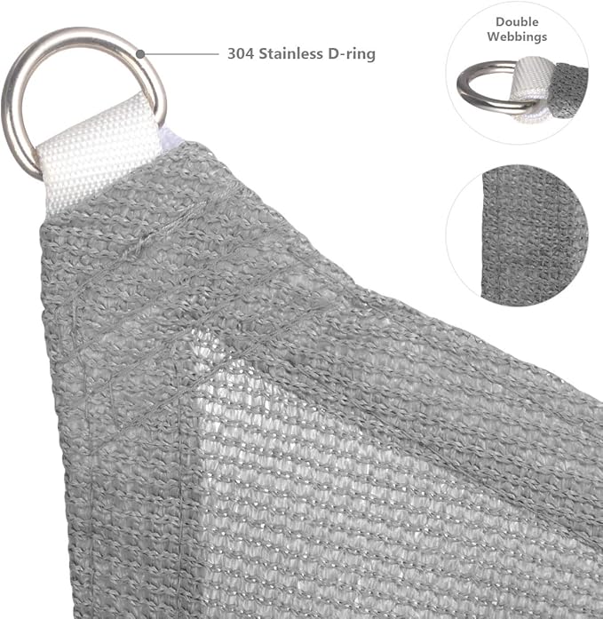 Eden's Decor Straight Flat-Edged Sun Shade Sail Rectangular 12' x 21' Grey UV-Blocking Outdoor Canopy Fabric Cloth Awning for Pergola Patio Garden Backyard Custom Size