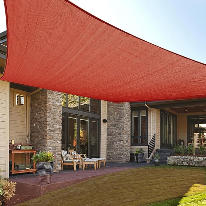 LOVE STORY Custom Size 6'x6' Terra Red Sun Shade Sail Rectangle UV Block Canopy Patio Sail Sunshades Fabric for Outdoor Garden Carport (We Make Custom Size)