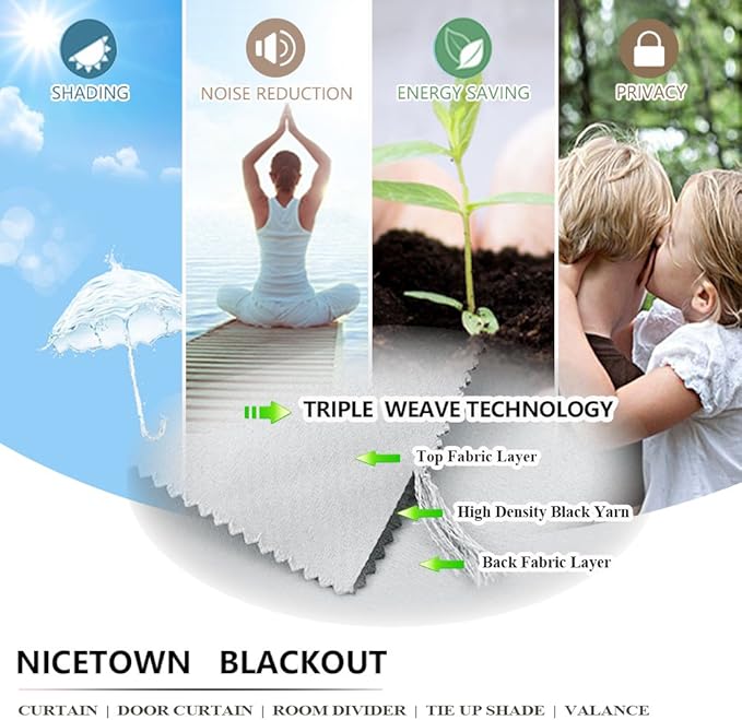 NICETOWN Privacy Outdoor Curtain for Patio Waterproof, Thermal Insulated Sun Block Rustproof Top & Bottom Grommet Windproof Indoor Outdoor Blinds for Balcony, Greyish White, 1 Panel, 100" W by 95" L