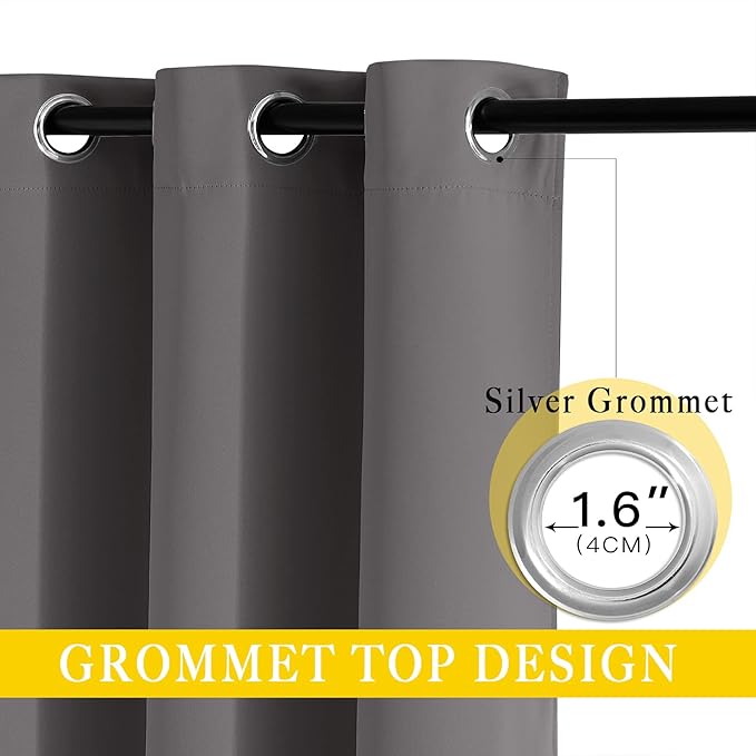 NICETOWN Blackout Sliding Glass Door Curtain 144 inches Long, Grommet Thermal Insulated Light & Heat Blocking Curtain & Drape Window Treatment for French Door, Grey, W80 x L144, 1 Panel