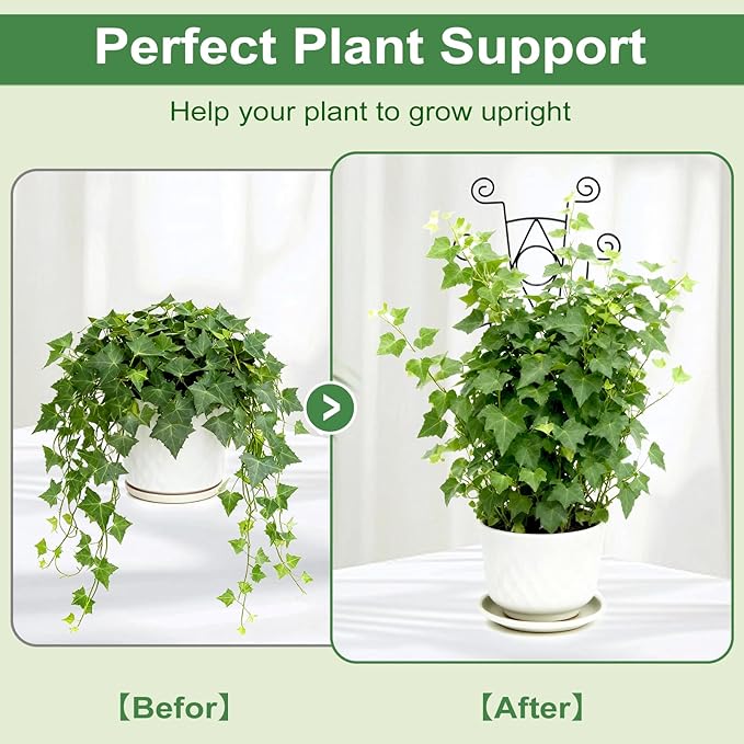 Stackable Metal Trellis for Climbing Plants Outdoor & Indoor - 4 Pack Garden Trellis for Potted Plants, Rust-Resistant Plant Support Stakes for Vines, Flowers - Sturdy Plant Trellis