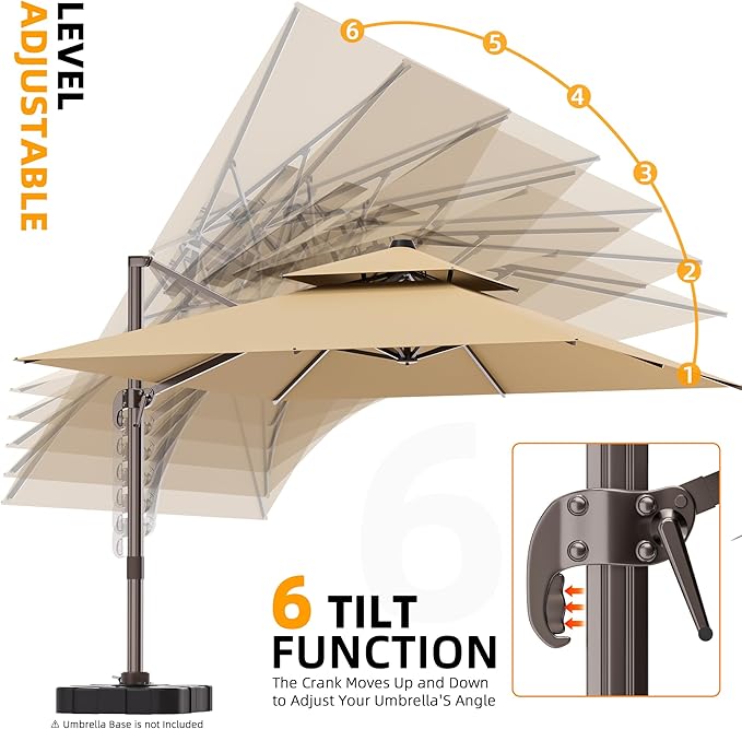 9' X 12' Patio Umbrellas Double Top Large Rectangle Umbrella Heavy Duty 360°Rotation Offset Cantilever Outdoor Umbrella for Garden Deck Pool Patio,Brown