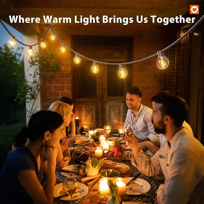 addlon Outdoor String Lights 100FT G40 with APP Control, 54 LED Shatterproof Bulbs, Dimmable Patio Globe Lights Waterproof, Hanging Outside Lighting for Backyard, Garden, Deck, Balcony, Café