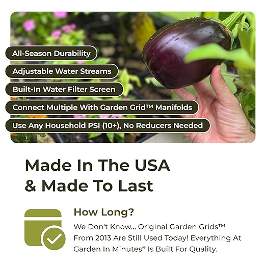 The Garden Grid | Garden Watering System for Raised Beds - But Better | Pre-Assembled, Waters Every Plant, 1-Min Setup, USA-Made, Lasts 5–10x Longer Than Drip Irrigation | Size: 4x4 - Dims: 44"x44"