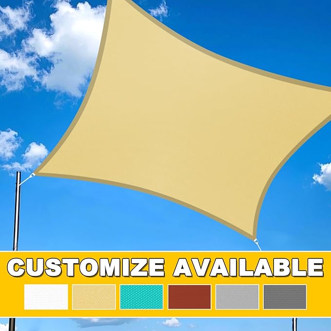 Artpuch Waterproof Sun Shade Sail, 8'x10' Dark Grey Rectangular, UV Resistant Rain Canopy, Curved Edges Shade Cloth for Outdoor Patio, Deck, Yard (Customizable)
