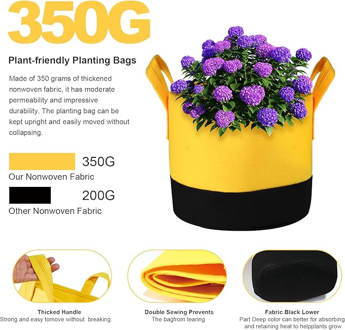 Grow Bags 7 Gallon,6 Pack Fabric Plant Pots with Handles Planter Bag for Outdoor Garden Planting Vegetables Flowers Fruit