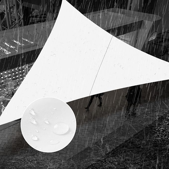 SUNNY GUARD Waterproof Sun Shade Sail 12' x 12' x 12' White Triangle UV Block Sunshade for Backyard Yard Deck Patio Garden Outdoor Activities and Facility(We Make Custom Size)