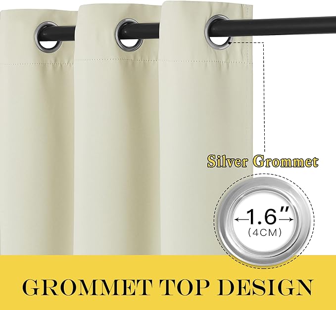 NICETOWN Room Darkening Curtain for Sliding Glass Door, Blackout Patio Door Curtain Wide Window Treatment Privacy Thermal Insulated Drapes for Bedroom/Living Room (1 Panel, Beige, W80 x L95)