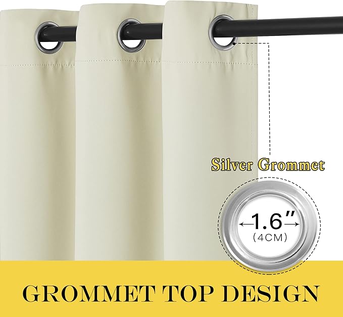 NICETOWN Blackout Bedroom Curtain 78 inches Length - Grommet Sound Reducing Window Treatment Privacy Drape Room Darkening Light Blocking for Living Room (Beige, 1 Panel, W52 x L78)