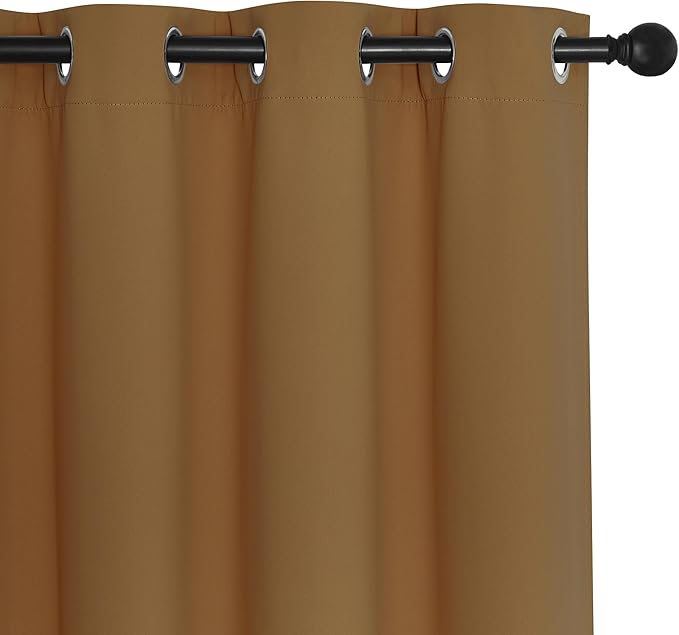 NICETOWN Blackout Short Curtain 63 inches Long for Windows, Thermal Insulated Curtain Grommet Room Darkening Window Treatment for Bedroom/Living Room, 1 Panel, W46 x L63, Gold Brown