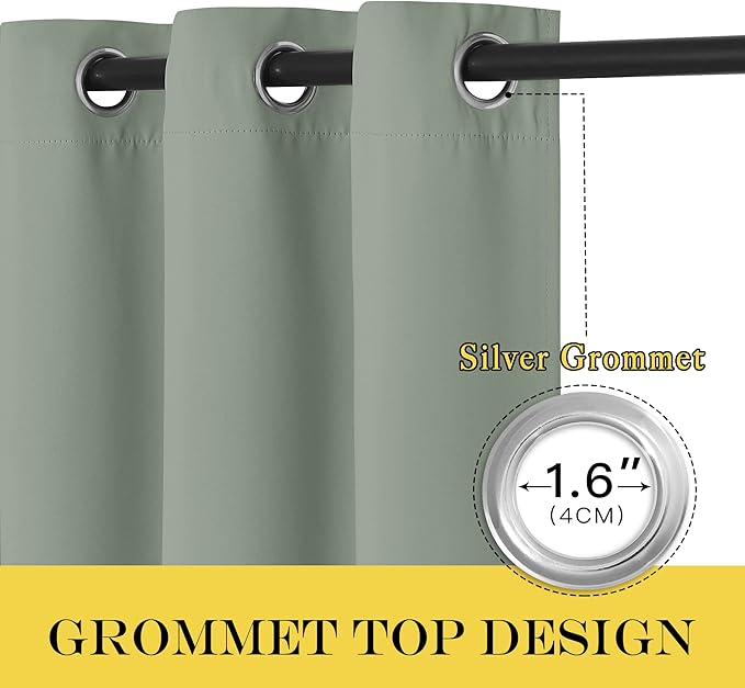 NICETOWN Blackout Curtains & Drapes - Privacy Thermal Efficiency Backdrop Curtains for Bedroom Room Divider Living Room Patio Sliding Glass Door, Wide 80 x Long 144 inch, Sage Green, 1 Panel
