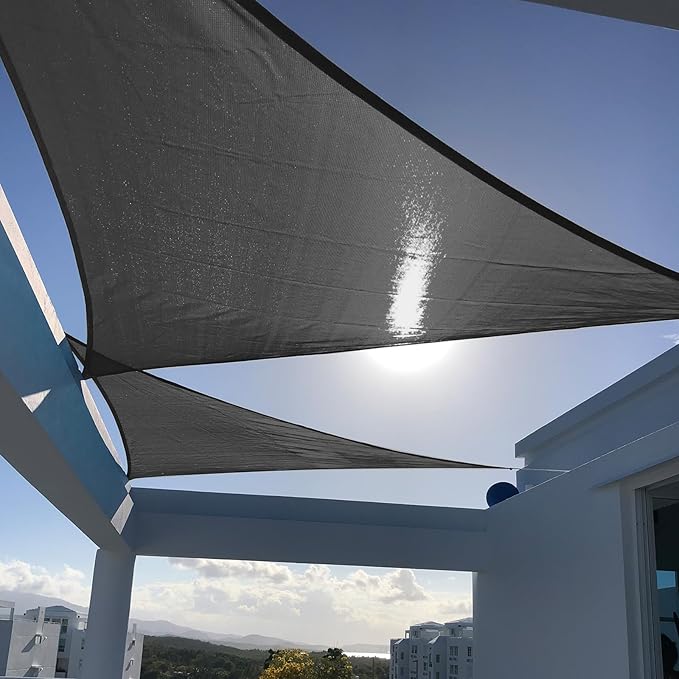 SUNNY GUARD Custom Size 10'x18'x20.6' Graphite Grey Sun Shade Sail Triangle UV Block Shade for Backyard Yard Patio Deck Garden(Customized)