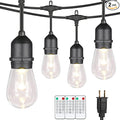Mlambert 96Ft(2x48ft) 3-Color in 1 48Ft LED Dimmable Outdoor String Lights with Remote, Plug-in 2700K/4000K/5000K Waterproof Lights for Patio Cafe
