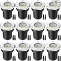 LED Landscape Lights, 12 Pack 7W Ground Lights With 24 Connectors, Low Voltage In-Ground Well Pathway Lighting, Daylight White, Waterproof for Driveway, Deck, Garden