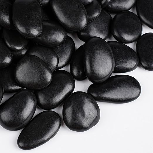 30 lbs Black Rocks for Planters, 1"-2" Decorative Rocks for Potted Plants, Polished Garden Stones for Outdoor Landscaping, Walkways, Yard, River Rocks for Flower Pots, Vase