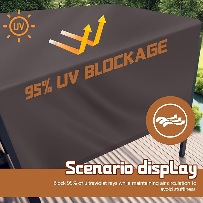 Universal Pergola Replacement Canopy Outdoor Canopy Shade Cover Waterproof Shade Top Cover for Outdoor Patio Porch Backyard(17 x 6.8 ft,Coffee)