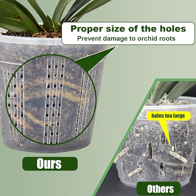 Orchid Pot, 6 Packs of 6.1" Orchid Pots with Holes, Orchid Pots for Repotting, Plastic Orchid Planter for Indoor Outdoor Plants (6 Packs, 6.1")