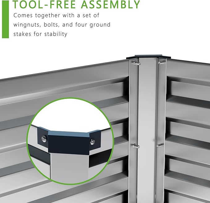 2PCS 8x4x1FT Galvanized Raised Garden Bed Kit,Vegetable Boxes-Rectangle Metal Flower Box,Large Planter Raised Beds Outdoor Garden for Planting,Fruit,Herb-Silver