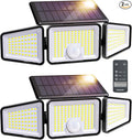 Ensenior Solar Lights Outdoor Motion Sensor, 2600LM 220 LED High Brightness, 3 Head 270° Wide Angle Flood Lights, Remote Control Security Lights 4 Modes, IP65 Waterproof Wireless Wall Light, 2 Pack