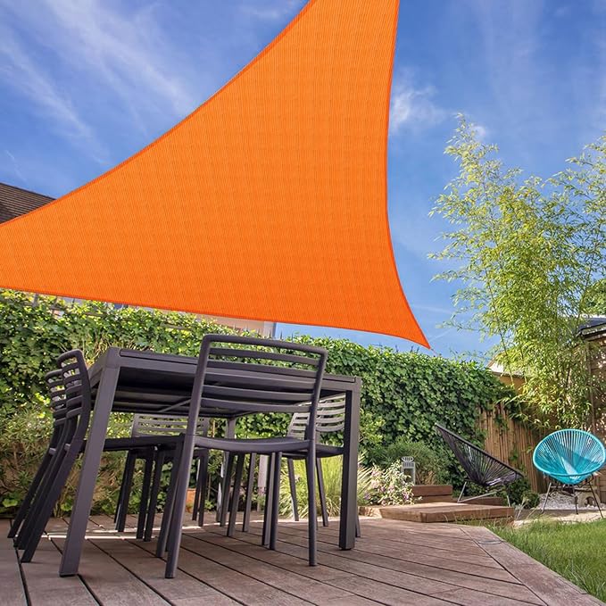E&K Sunrise 9' x 9' x 9' Sun Shade Sail Triangle Canopy Shade Cover UV Block for Patio Backyard Garden Outdoor (Orange)
