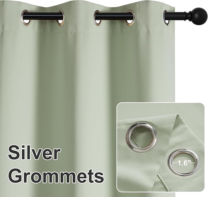 RYB HOME Outdoor Curtains for Patio Waterproof Block Sunlight Thermal Insulated Privacy Assured Thick Outside Curtains for Pergola, Cabana, Gazebo, W52 x L72, Sage Green, 1 Panel