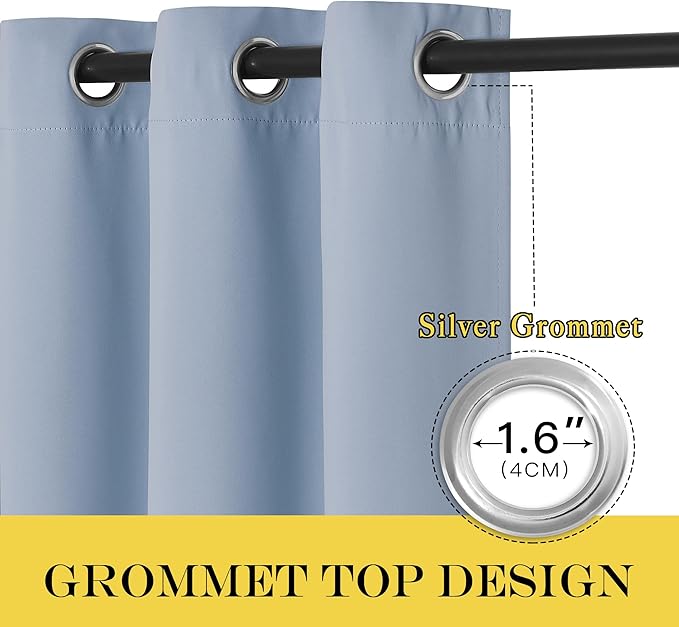 NICETOWN Blackout Curtains 54 Inches Long, Thermal Insulated Room Darkening Curtains for Bedroom, Window Treatment Drapes for Living Room Nursery (W66 x L54 Inch, Vintage Blue, 1 Panel)