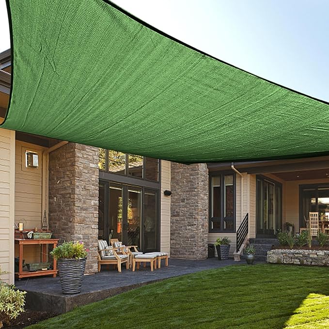LOVE STORY Custom Size 7'x15' Piquant Green Sun Shade Sail Rectangle UV Block Canopy Patio Sail Sunshades Fabric for Outdoor Garden Carport (We Make Custom Size)