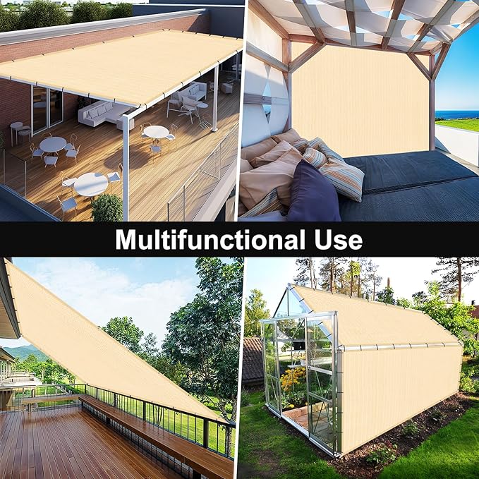 Artpuch 90% Sun Shade Cloth, 6 x 16 FT Pergola Shade Cover Canopy with Grommets, Sun Screen Fabric Tarp for Patio, Outdoor, Garden, Backyard, Wheat