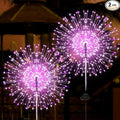JJGoo Solar Firework Lights, 2 Pack 150 LEDs 2 Lighting Modes Solar Lights Outdoor Waterproof for Garden Patio Walkway Pathway Party Wedding Christmas Decorative - Pink