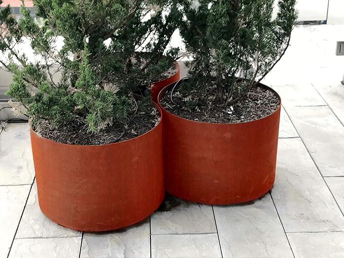 Plantercraft Large Round Planters for Outdoor Plants 42 Inch | Extra Large Corten Steel Planter for Patios & Landscapes | Modern Metal Planter