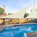 E&K Sunrise 5' x 5' x 5' Sun Shade Sail Triangle Canopy Shade Cover UV Block for Patio Backyard Garden Outdoor (Beige White Strip)