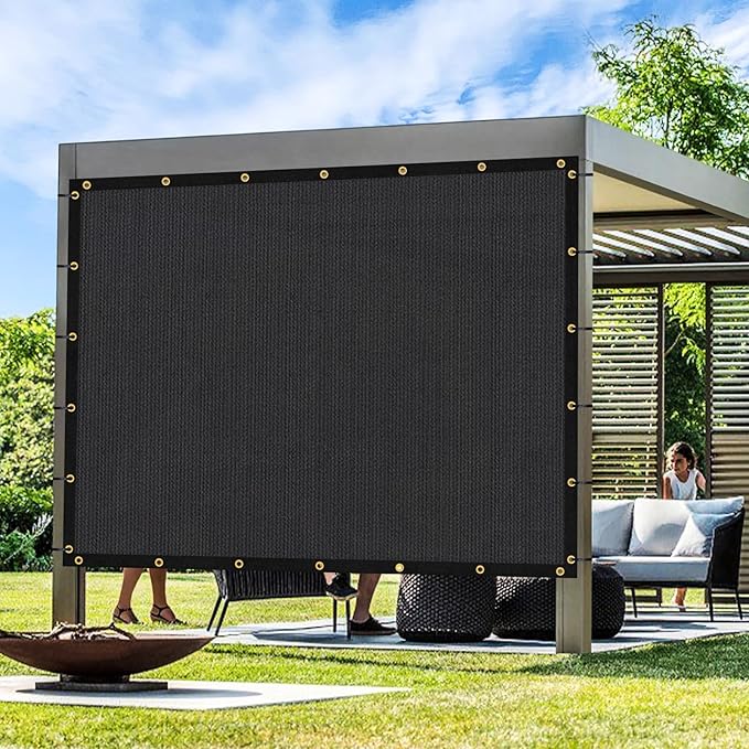 Artpuch Outdoor Pergola Shade Cover 24x24 FT Sun Shade Cloth with Grommets Black 90% UV Protection Canopy Patio Privacy Screen (Customized Available)
