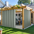 NICETOWN 2 Panels Outdoor Curtains for Patio Waterproof & Windproof, Extra Wide Grommet & Back Tab on Top & Bottom Thermal Insulated Sun Blocking Drapes with Rope for Gazebo, Sage Green, W100 x L95