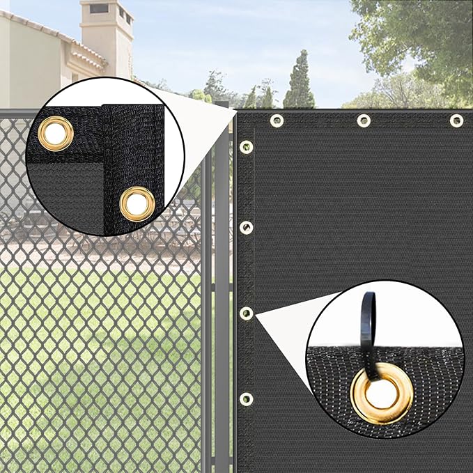 UPGRADE Privacy Fence Screen 4'x34' Dark Grey Outdoor 90% Visibility Blockage 170 GSM Mesh Shade Cover Panels for Backyard,Balcony,Home Decoration with Zip Ties,Customized Avaliable