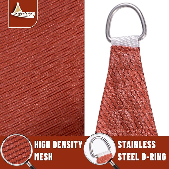 LOVE STORY Custom Size 7'x7'x9.9' Terra Red Sun Shade Sail Right Triangle Sunhsade Fabric Awning Canopy for Patio Backyard Carport Pergola (Customized)