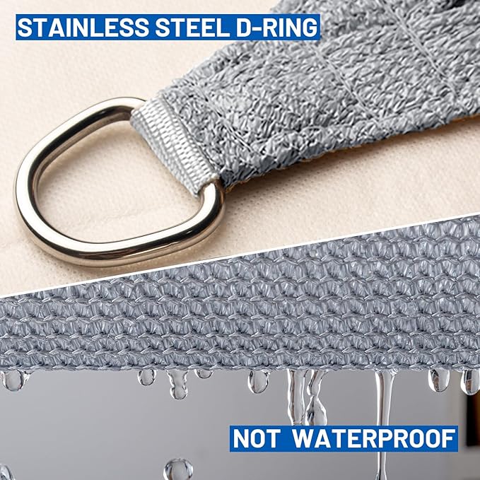 SUNLAX Sun Shade Sail 8' x 8' Silver Grey Square Canopy Sail Shade Cover UV Block Permeable Sunshade Outdoor for Patio Backyard (We Make Custom Size)