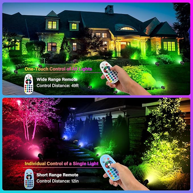 Halloween Christmas Spotlight Outdoor Color Changing Landscape Spotlights,12W RGBW LED Outdoor Spot Lights for Yard Garden Decor,Waterproof 110V Plug in Landscape Lighting with Remote,8 Packs